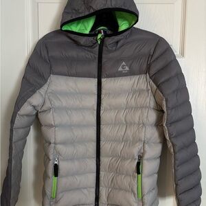 Gerry Kids Grey and Green Hooded Puffer Jacket size 14/16